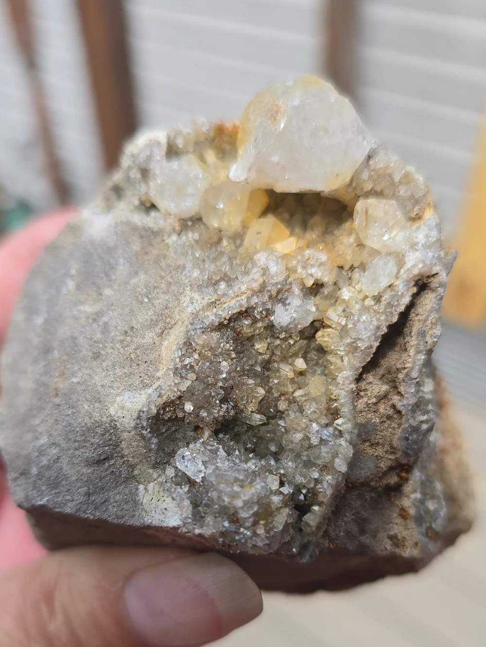 #24 Natural Quartz Crystal Geode with Several Herkimer Diaminds
